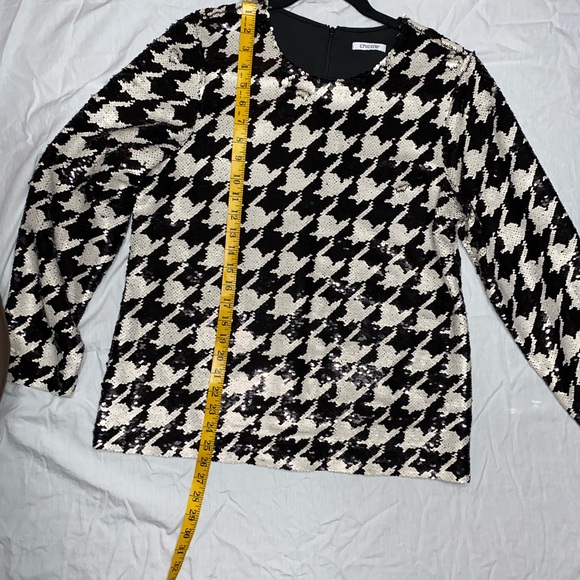 Chico's Black and White Sequin Houndstooth Top - Picture 2 of 4